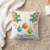 クリスマスフローラとオーナメント クッション (ブランケット)