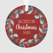 クリスマスフローラのペット猫の写真 オーナメント (裏面)