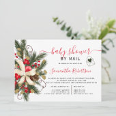 クリスマスフローラの水彩のベビーシャワー(郵便) 招待状 (スタンド正面)