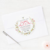 クリスマスフローラろうそく成分ラベル ラウンドシール (封筒)