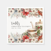 クリスマスフローラアフタヌーンティーホリデーパーティー スタンダードカクテルナプキン (正面)