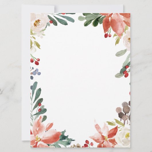 クリスマスフローラアーチデッキザホールズブライダルシャワー 招待状 (裏面)