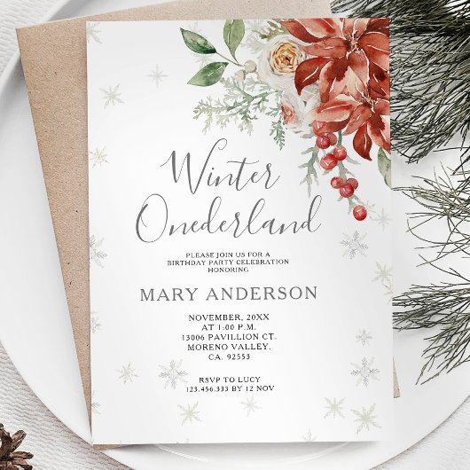 クリスマスフローラウィンターオネダーランド1st誕生日 招待状