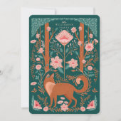クリスマスフローラウッドランドキツネフォークアートグリーン シーズンカード (正面)