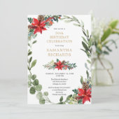 クリスマスフローラエレガントの水彩の誕生日パーティー 招待状 (スタンド正面)