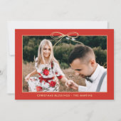 クリスマスフローラエレガントレッドボウ写真 シーズンカード (正面)