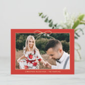 クリスマスフローラエレガントレッドボウ写真 シーズンカード (スタンド正面)