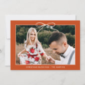 クリスマスフローラオレンジリボン額縁写真 シーズンカード (正面)