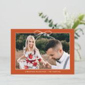 クリスマスフローラオレンジリボン額縁写真 シーズンカード (スタンド正面)