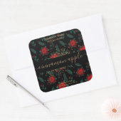 クリスマスフローラキャンドルラベル製品ラベル スクエアシール (封筒)