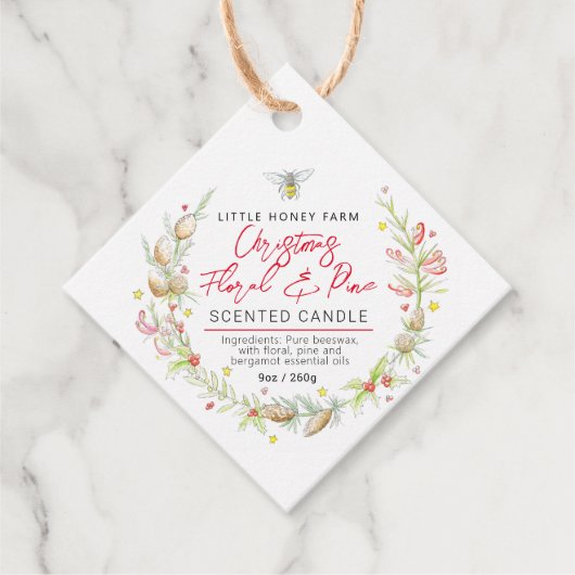 クリスマスフローラキャンドル原料ラベルつるラベル フェイバータグ (正面)