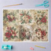 クリスマスフローラコースターセット 薄葉紙 (クラフト)