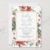 クリスマスフローラコールド屋外ベビーシャワー 招待状 (正面)