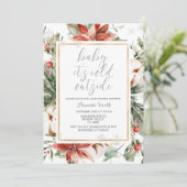 クリスマスフローラコールド屋外ベビーシャワー 招待状 (スタンド正面)