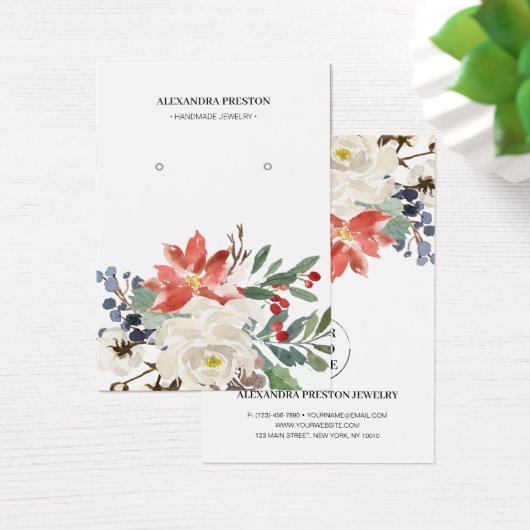 クリスマスフローラジュエリーイヤリング表示カード (デスク)