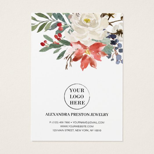 クリスマスフローラジュエリーイヤリング表示カード (裏面)