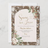 クリスマスフローラスノーインラブウィンターブライダルシャワー 招待状 (正面)