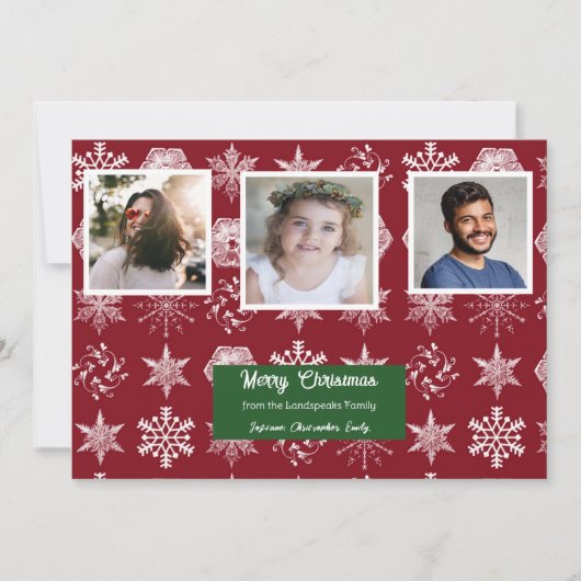 クリスマスフローラスノーフレークスファミリー写真 シーズンカード (正面)