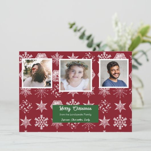 クリスマスフローラスノーフレークスファミリー写真 シーズンカード (スタンド正面)