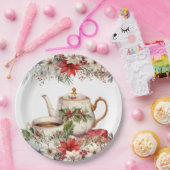 クリスマスフローラティーホリデーパーティー ペーパープレート (パーティー)