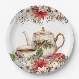 クリスマスフローラティーホリデーパーティー ペーパープレート