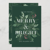 クリスマスフローラノンフォトホリデーカード シーズンカード (正面/裏面)