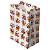 クリスマスフローラハウスとエンベロープパターン ミディアムペーパーバッグ (裏面アングル)