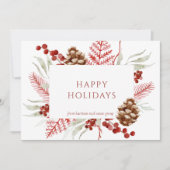 クリスマスフローラパインコーン企業のホリデーカード 招待状 (正面)