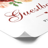 クリスマスフローラパイン結婚スの葉のゲストブック ポスター (角)