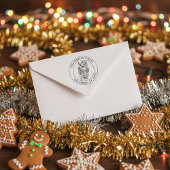 クリスマスフローラパターン(の模様が)あるトナカイ差出人住所 セルフインキングスタンプ