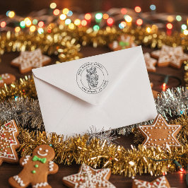 クリスマスフローラパターン（の模様が）あるトナカイ差出人住所 セルフインキングスタンプ