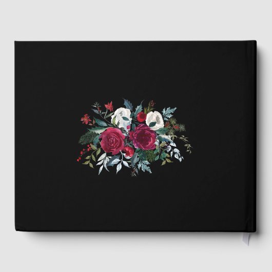 クリスマスフローラパーソナライズされたバラ結婚ズ ゲストブック (裏面)