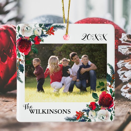 クリスマスフローラファミリー写真 セラミックオーナメント