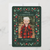 クリスマスフローラフレームのフォトグリーン シーズンカード (正面)