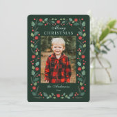 クリスマスフローラフレームのフォトグリーン シーズンカード (スタンド正面)