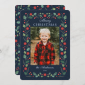 クリスマスフローラフレーム写真海軍 シーズンカード (正面/裏面)