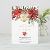 クリスマスフローラブルゴーニュ金ゴールドアイボリーブライダルシャワー 招待状 (スタンド正面)