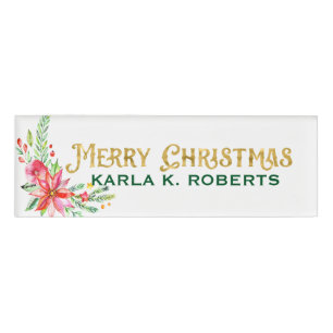 クリスマスフローラブーケクリスマスタイポグラフィ 名札
