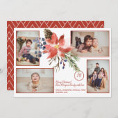 クリスマスフローラブーケモノグラムフォトコラージュ シーズンカード (正面/裏面)