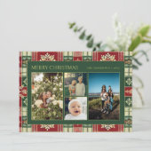 クリスマスフローラプレイドファミリー4 Photo Collage シーズンカード (スタンド正面)