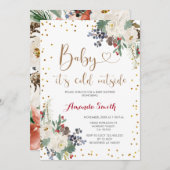 クリスマスフローラベビーシャワー外は寒い 招待状 (正面/裏面)