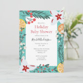 クリスマスフローラベビーシャワー招待状 招待状 (スタンド正面)