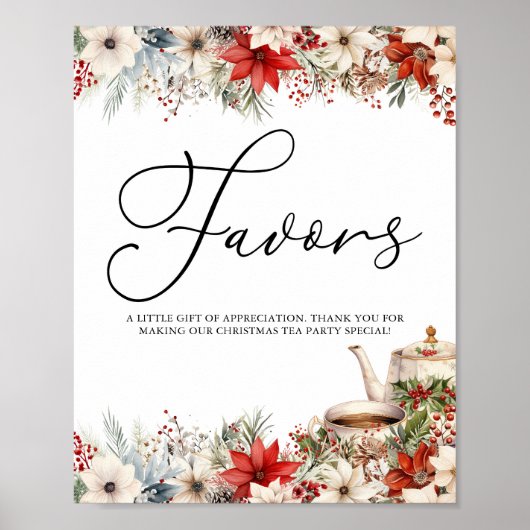 クリスマスフローラホリデーティーパーティーの好意 ポスター (正面)