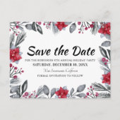 クリスマスフローラホリデーパーティー日付を保存 案内ポストカード (正面)