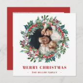 クリスマスフローラホリーとベリーリース2写真 シーズンカード (正面/裏面)