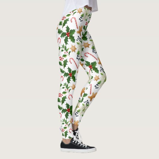 クリスマスフローラホリーキャンディーキャンセジンジャーパン レギンス (右)