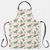 クリスマスフローラホリーレッドベリー エプロン (正面)