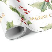 クリスマスフローラホリーレッドベリー ラッピングペーパー (ロールコーナー)