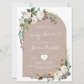 クリスマスフローラボホアーチベイビーシャワー招待状 招待状 (正面)