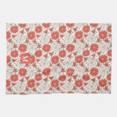 クリスマスフローラポインセチアカスタムホリー キッチンタオル (横)